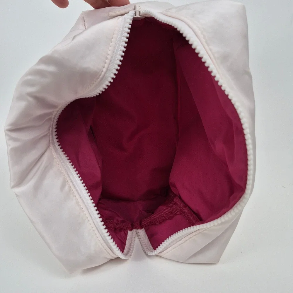 MAELYS Cosmetics Puffer Makeup Bag Pale Pink Quilted Nylon Travel Pouch